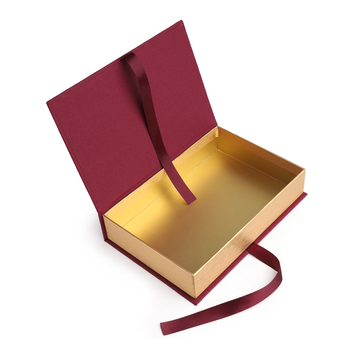 Geopende kerst geschenkdoos met gouden binnenkant - Kadopapier.net