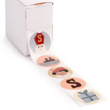 Sint en Piet sluitstickers pastel op rol in dispenserdoos - Kadopapier.net