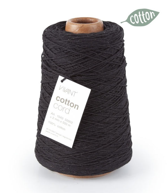 Zwart katoentouw voor veelzijdig gebruik in knutselen en decoratie - 500 meter - Katoen Touw