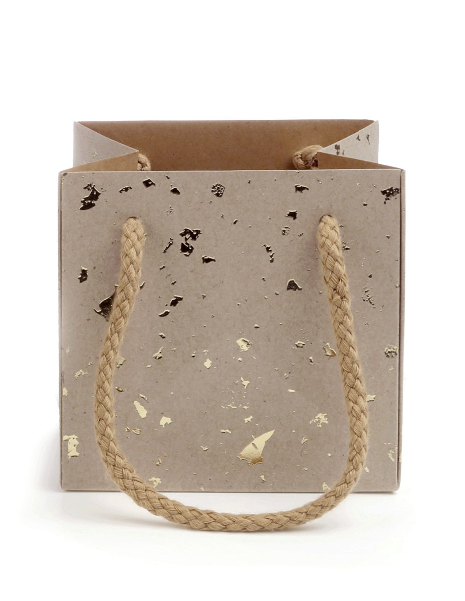Kadotasje naturel met goudsnippers en koord, 10,5 x 10,5 cm - Kadopapier.net