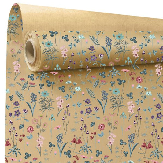 Herbier – Rol inpakpapier – Wilde bloemen patroon – 60 grams gestreken kraft – 69x50m