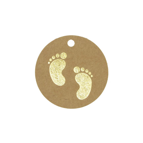 Kraftlabel Babyvoetjes Goud - 50mm - 50 stuks Kraftlabel Babyvoetjes Goud - 50mm - 50 stuks