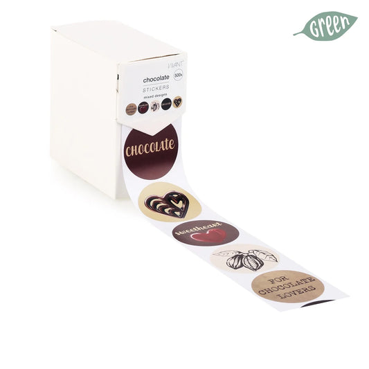 Sluitstickers Chocolade Assorti, 500 Stickers