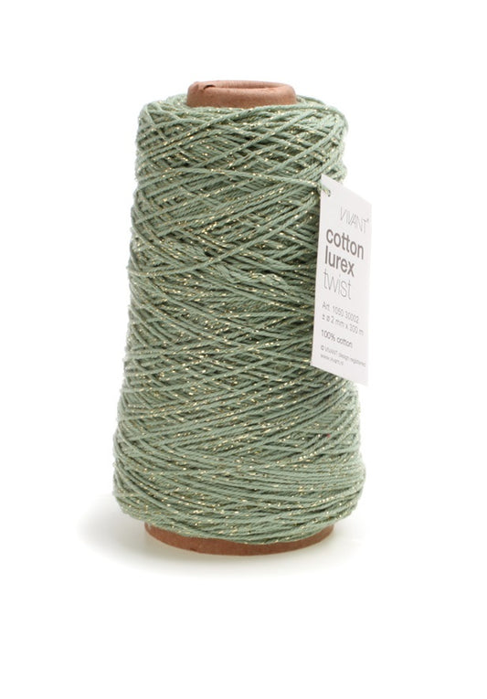 Katoentouw lindegroen - goud voor creatieve projecten - 300mtr. - Katoen Touw