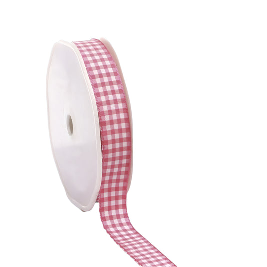 Cadeaulint met ruitjes Fuchsia - Kadopapier.net