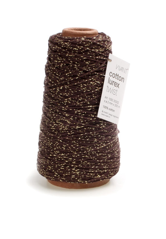 Katoentouw bruin - goud voor creatieve projecten en decoratie - 300mtr. - Katoen Touw