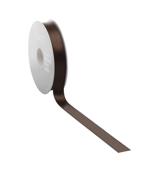 Double Face Satijnlint Bruin - Luxe 50m/25m (3mm, 6mm, 10mm, 15mm, 25mm, 38mm) - Kadopapier.net