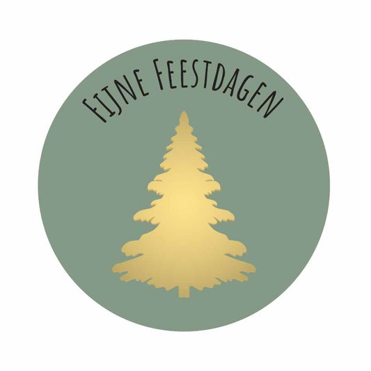 Fijne Feestdagen Etiketten – Olijfgroen & Goud – 250 Stuks – Luxe Stickers voor Kerstcadeaus