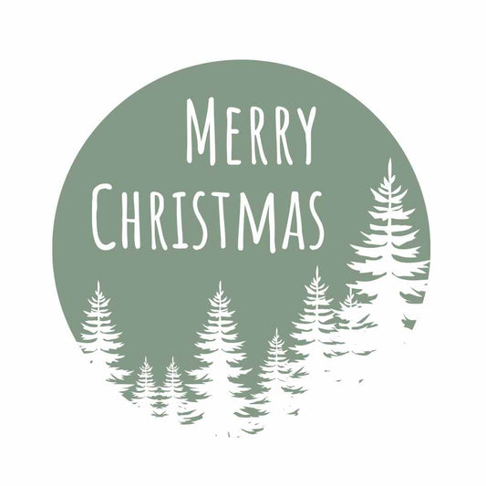 Olijf Groen Merry Christmas Stickers – 250 Stuks – Ø39mm – Ronde Zelfklevende Etiketten – Kerstcadeaus