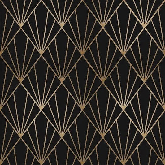 Inpakpapier met Waaiermotief | Zwart Cadeaupapier 30-100 cm - Kadopapier.net