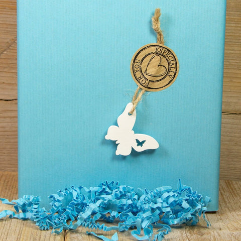 Kadohanger Vlinder Wit - Kadopapier.net Kadohanger Vlinder Wit - Kadopapier.net