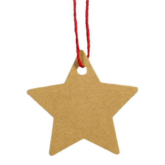 Kartonnen Label Ster Kraft - Kadopapier.net