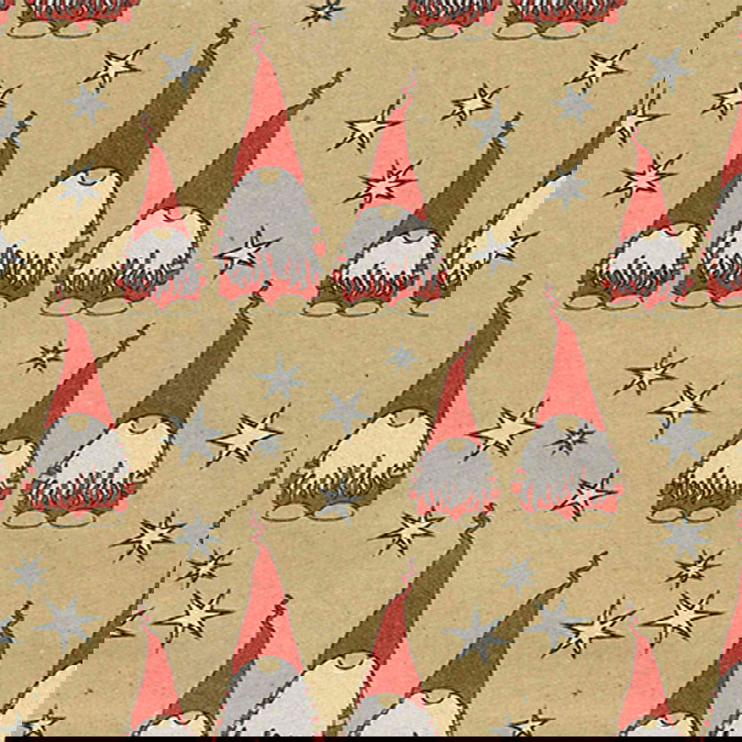 Kerstpapier kraft Kabouters - Kadopapier.net