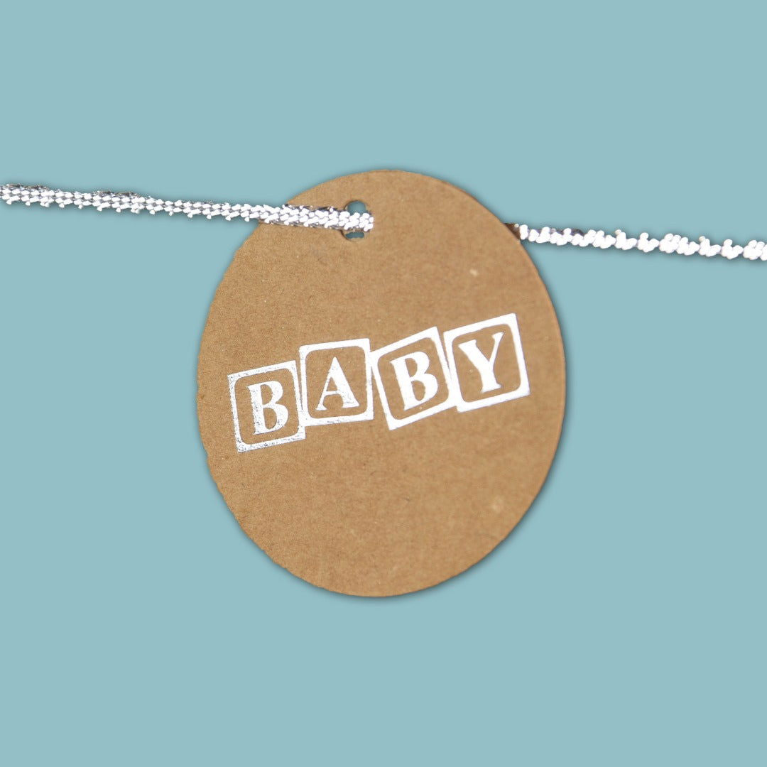 Kraftlabel Babyblok Zilver - Kadopapier.net