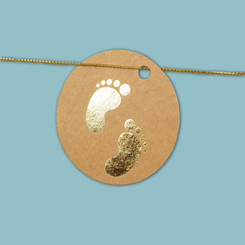 Kraftlabel Babyvoetjes Goud - Kadopapier.net Kraftlabel Babyvoetjes Goud - Kadopapier.net
