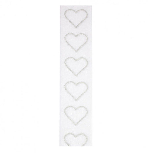 Organzalint Glitter hartjes Wit - Kadopapier.net