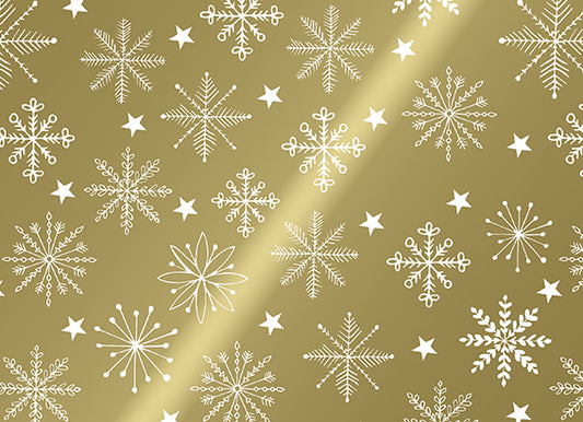 Kerstpapier Winter Crystal Gold 30, 50 cm x 100m per rol