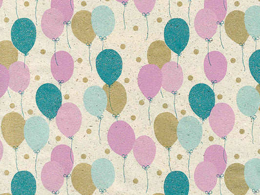 Cadeaupapier PETIT BALLON – Petrol/Fuchsia/Goud - grass paper 100% recycled 65 gr