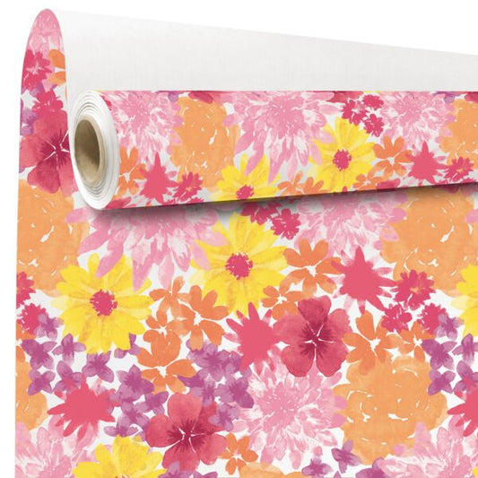 Floral - Rol inpakpapier – Gekleurd met bloemenpatroon – 60 grams gestreken kraft – 70cmx50m