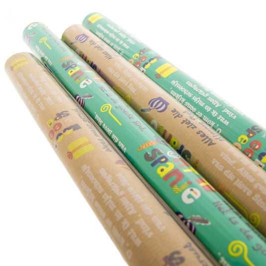 Sinterklaas Kraft Inpakpapier - Set van 4 Rollen - 2 Designs - 50x250 cm