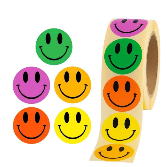 Wensetiket Smiley mix kleuren -Sticker-Etiket-