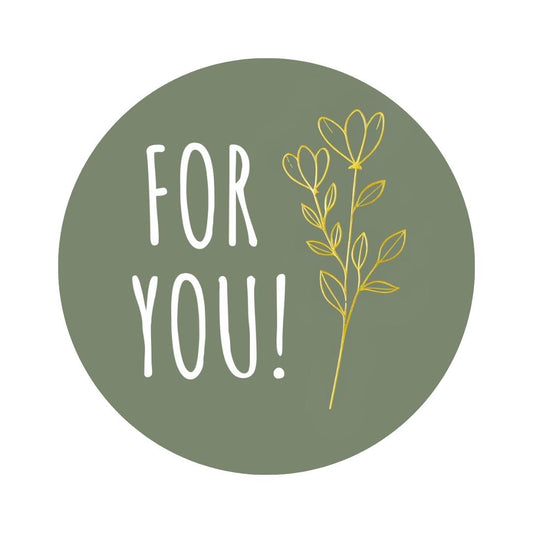 For You! | goud/olijfgroen | 250st. -Sticker-Etiket-