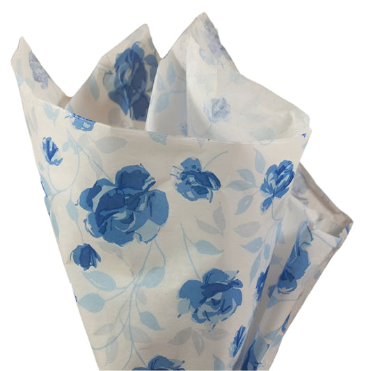 Vloeipapier met Blauwe Rozen - Kadopapier.net