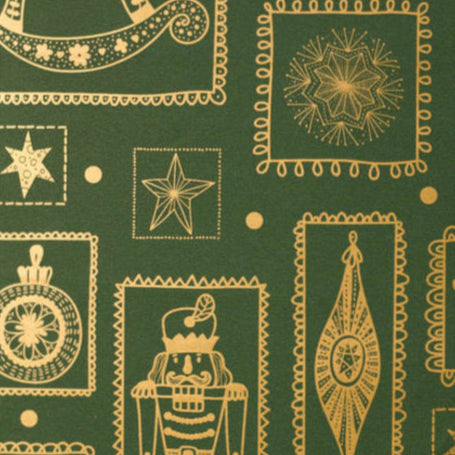 Nutcracker Kerst Inpakpapier – Luxe Groen met Goud – 80 grams Gestreken Papier – Verkrijgbaar in 30, 50 & 70 cm breedte