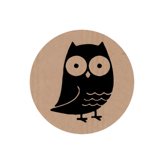 kraft Sticker Uil - Kadopapier.net