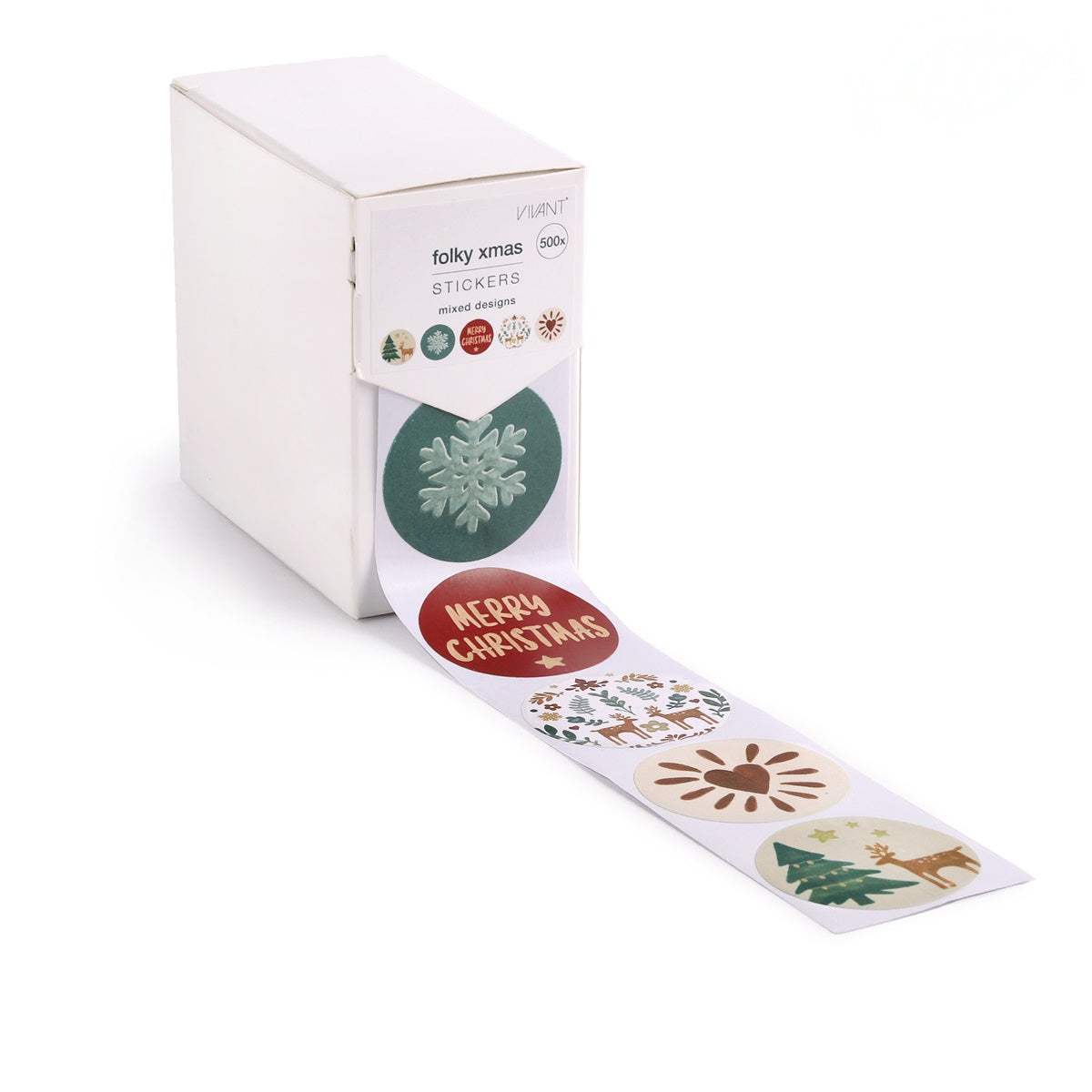 Rol Scandinavische kerststickers in dispenserdoos - Kadopapier.net