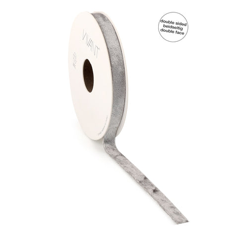 Double Face Velvet Band Silber - Beidseitiger Samt - Luxuriöse Optik - 3 Breiten - 5 Meter