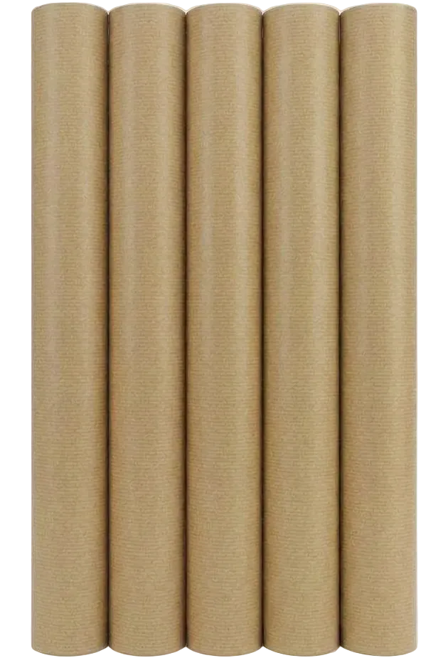 Kraft Pure – Klassiek Geribd Inpakpapier  – 70 cm x 2 m – set van 5 rollen