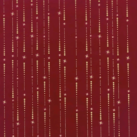 Raining Gold Stars - Inpakpapier - Matt Burgundy - 80 gr/m² glanzend wit papier - 150 meter rol