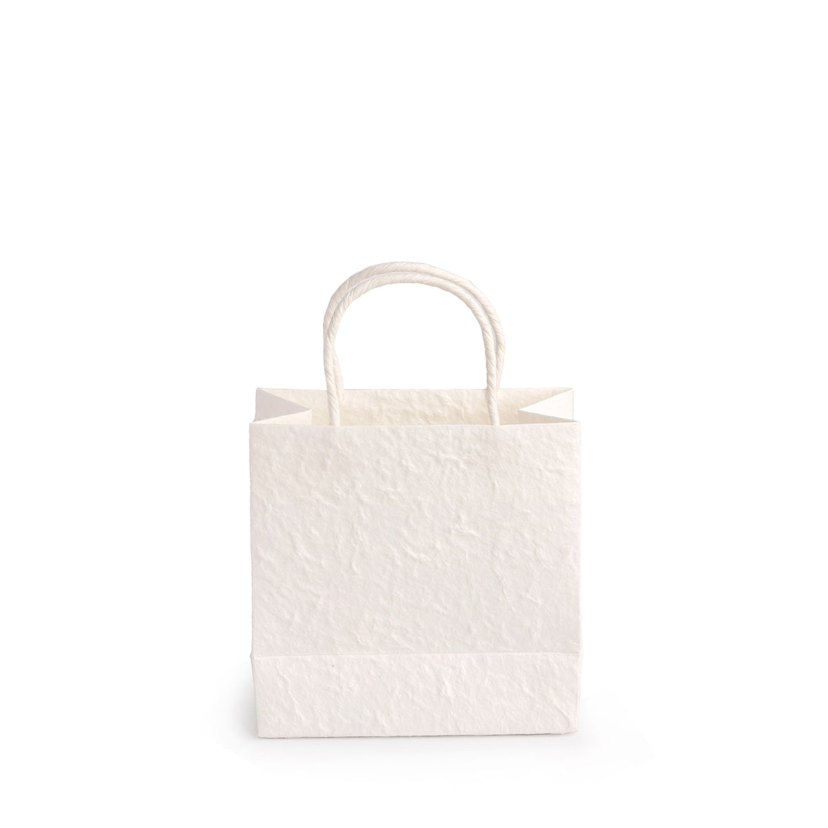 Witte draagtas van handgeschept papier, achterkant - Kadopapier.net