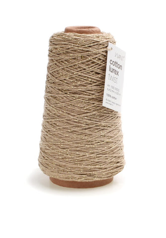 Katoentouw naturel met goudkleurige accenten - 300mtr. - Katoen Touw