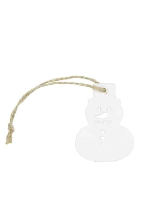 Houten hanger ‘Sneeuwpop’ (24 stuks) – Wit | 5 cm x 3,8 cm