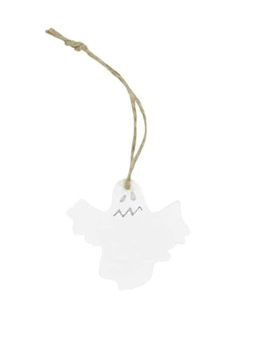 Houten hanger Spook (24 stuks) – Wit | 5 cm x 5,5 cm