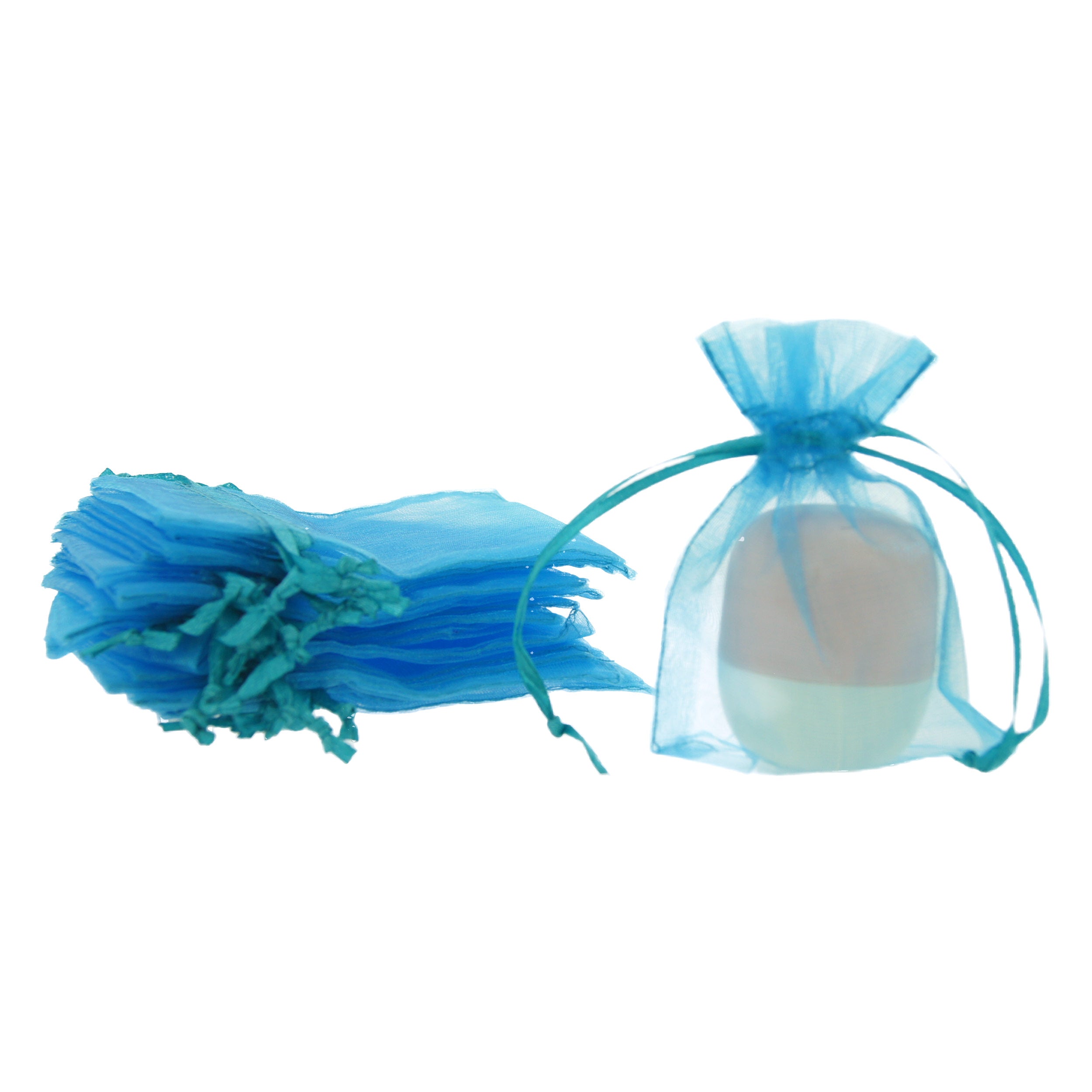 Turquoise organza zakjes