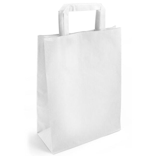 Budget Kraft Draagtas Wit | 50 Stuks van 100% Gerecycled Papier - Kadopapier.net