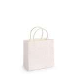 Witte draagtas van handgeschept papier, 12 x 12 x 6 cm - Kadopapier.net