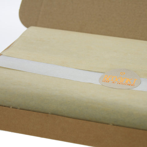 Brievenbus verzendkit Kraft ECO A5 – 20x kraft brievenbusdoos 255x155x28 mm + vloeipapier, SizzlePak opvulmateriaal & bedankstickers – Unboxing pakket voor webshops