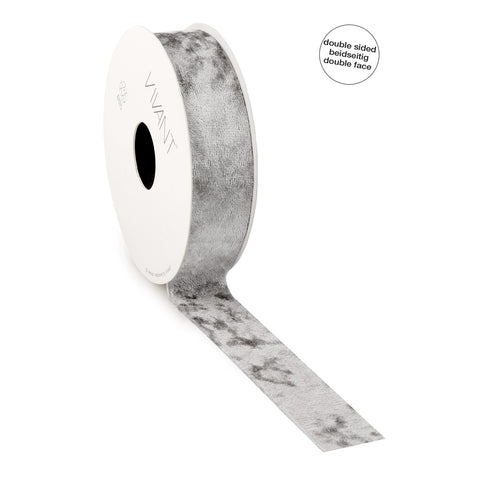 Double Face Velvet Band Silber - Beidseitiger Samt - Luxuriöse Optik - 3 Breiten - 5 Meter