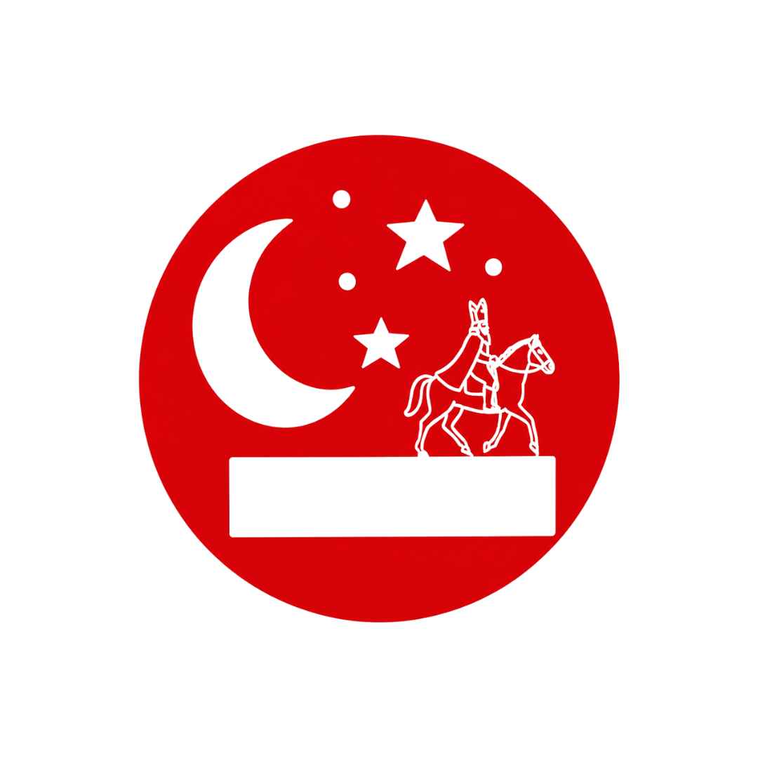 Sint etiket Over de Daken Rood/Wit - Kadopapier.net