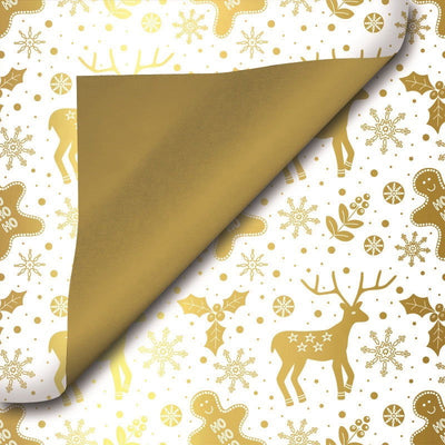 Kerstinpakpapier Wit en Goud