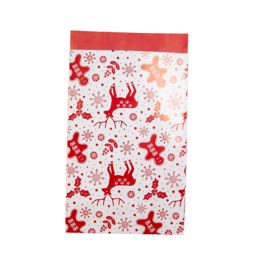 Cadeauzakje Kerst Rendier Rood – 200 kadozakjes – 12x19, 17,5x25, 21x30 cm