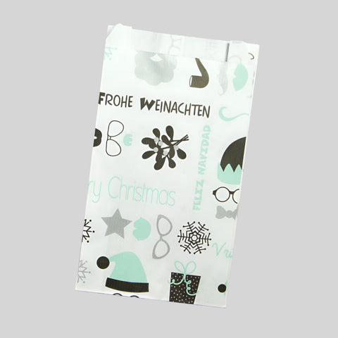 Kerstdraagtas of Kadozak Mint-Zwart - Kadopapier.net