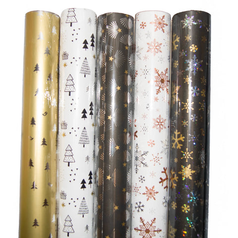 MATTERHORN – Assorti van 5 rollen kerst inpakpapier – 70 cm breed, 2 meter lang - consumentenrollen