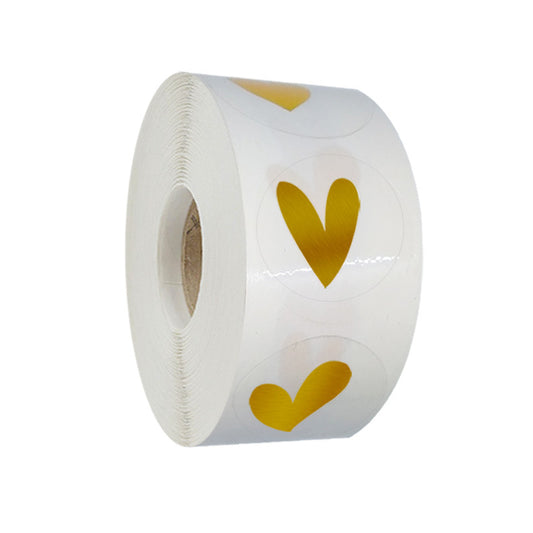 Sluitsticker Hart Goud/transparant -  25mm - Sticker-Etiket- 500 stuks