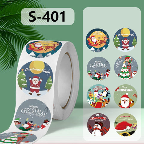 4 soorten Sluitstickers kerst -  38mm - Sticker-Etiket- 500 stuks