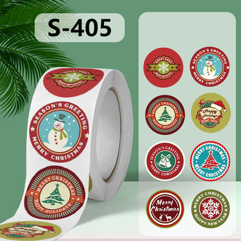 4 soorten Sluitstickers kerst -  38mm - Sticker-Etiket- 500 stuks